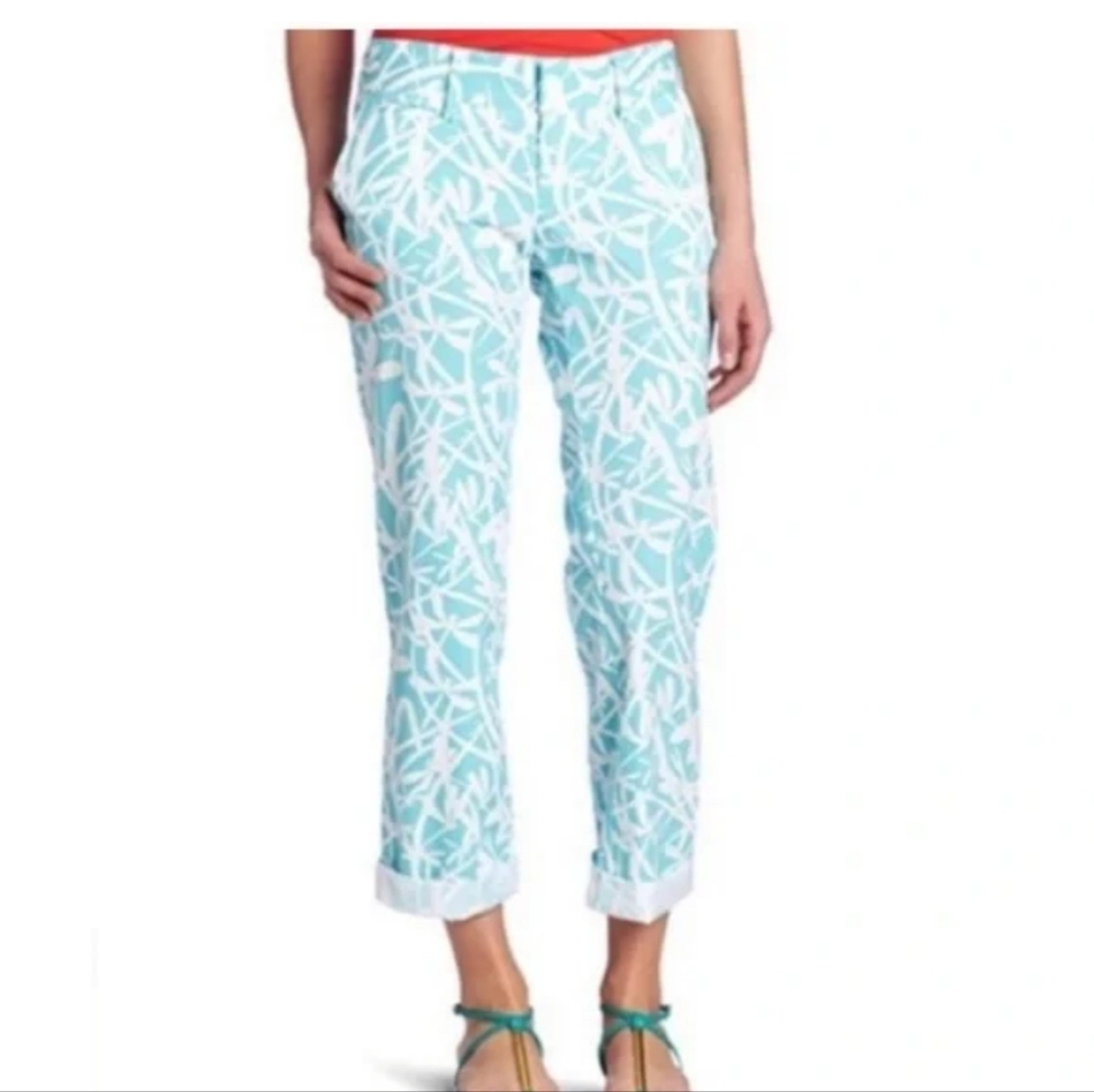 Printed Aqua Cropped Pants